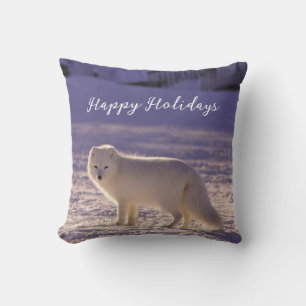 Cute White Arctic Fox Snow Winter Photography Cushion