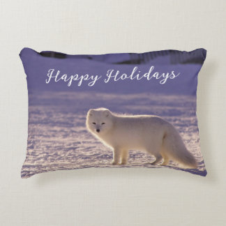 Cute White Arctic Fox Snow Winter Photography Decorative Cushion
