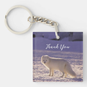 Cute White Arctic Fox Snow Winter Photography Key Ring
