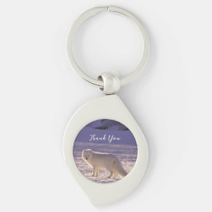 Cute White Arctic Fox Snow Winter Photography Key Ring