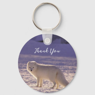 Cute White Arctic Fox Snow Winter Photography Key Ring
