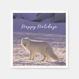Cute White Arctic Fox Snow Winter Photography Napkin