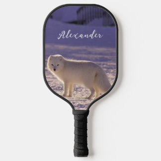 Cute White Arctic Fox Snow Winter Photography Pickleball Paddle