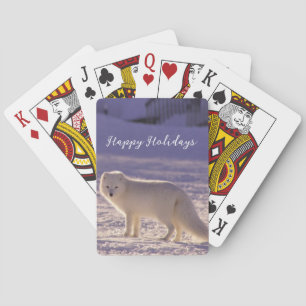 Cute White Arctic Fox Snow Winter Photography Playing Cards