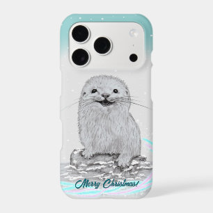 Cute White Baby Sea Otter , Merry Christmas