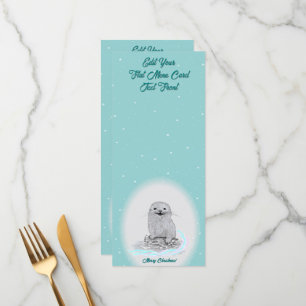 Cute White Baby Sea Otter , Merry Christmas Menu