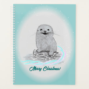 Cute White Baby Sea Otter , Merry Christmas Planner