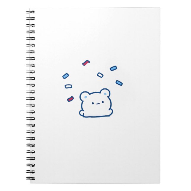 Cute White Bear Celebration Character Notebook (Front)