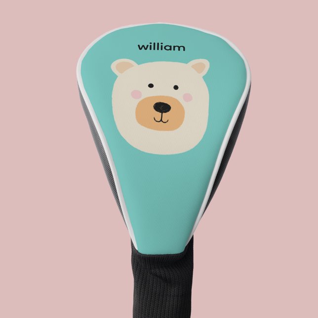 Cute white bear golf head cover (Cute white polar bear kids personalized golf head cover.)