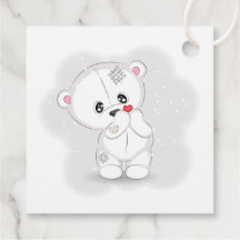 Cute White Bear Holding Heart