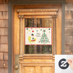 Cute White Bear Merry Christmas Window Cling