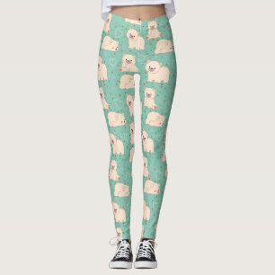 Cute White Bears Pattern Leggings