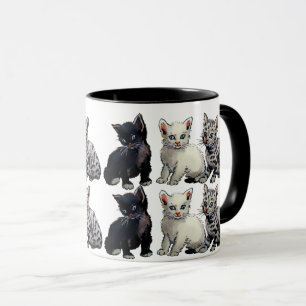Cute White & Black Cat - Adorable Kitten Design  Mug