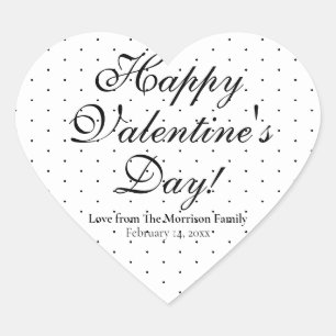 Cute white black polka dots custom Valentine's Day Heart Sticker