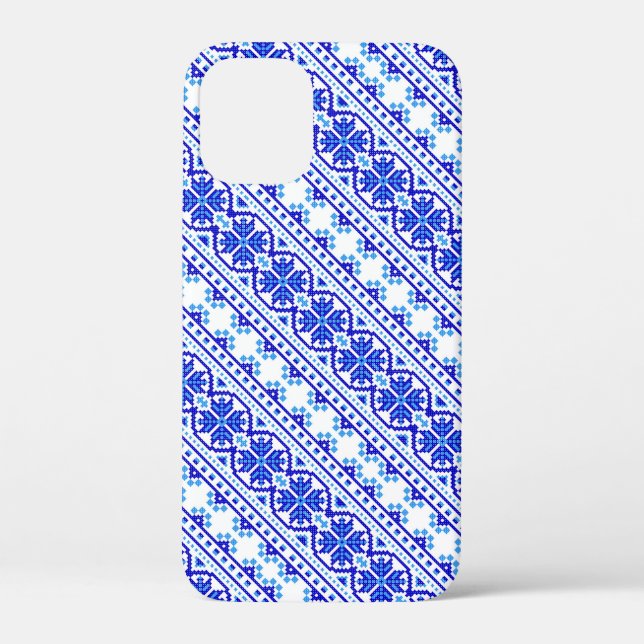 Cute white blue decorative ukrainian stripes Case-Mate iPhone case (Back)