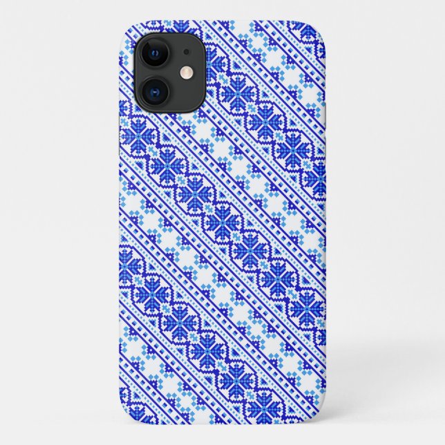 Cute white blue decorative ukrainian stripes Case-Mate iPhone case (Back)