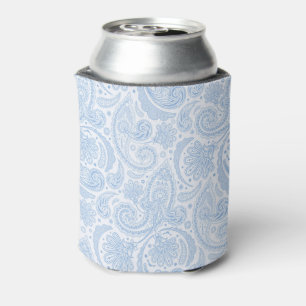 Cute white blue paisley pattern can cooler