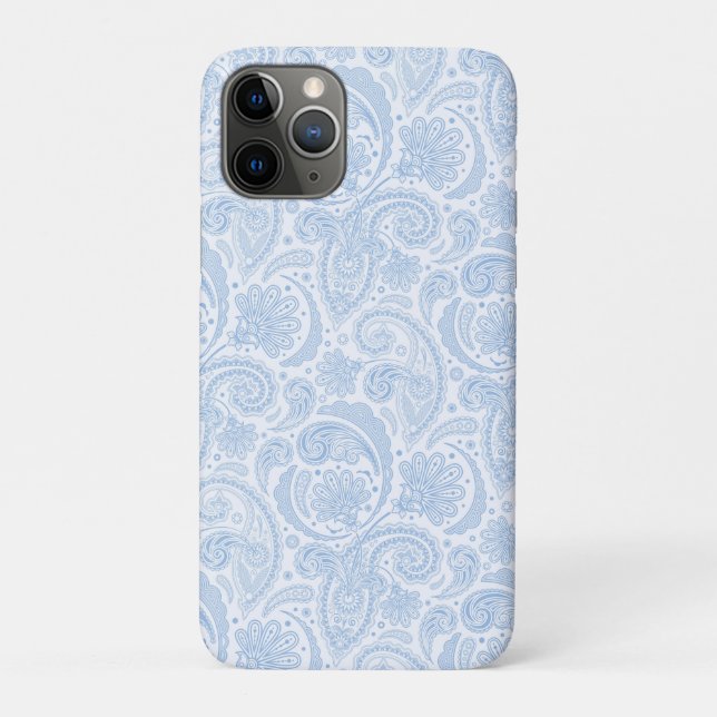 Cute white blue paisley pattern Case-Mate iPhone case (Back)
