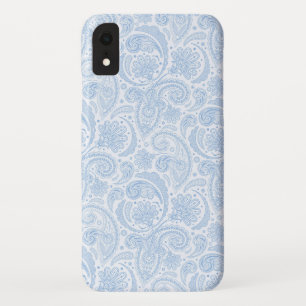 Cute white blue paisley pattern iPhone XR case
