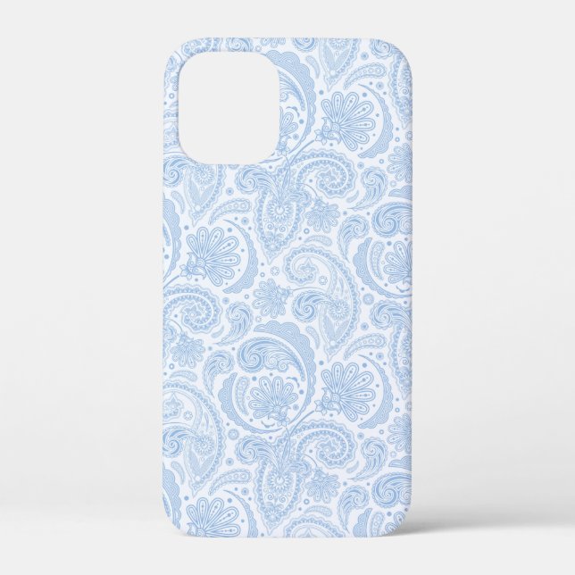 Cute white blue paisley pattern Case-Mate iPhone case (Back)