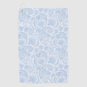 Cute white blue paisley pattern golf towel