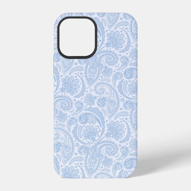 Cute white blue paisley pattern iPhone case (Back)