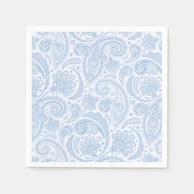 Cute white blue paisley pattern napkin (Front)