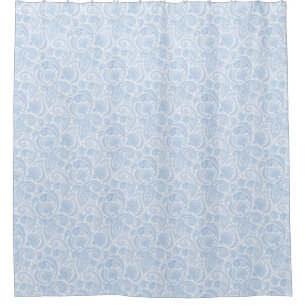 Cute white blue paisley pattern shower curtain