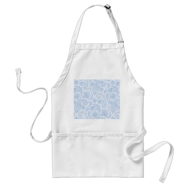 Cute white blue paisley pattern standard apron (Front)