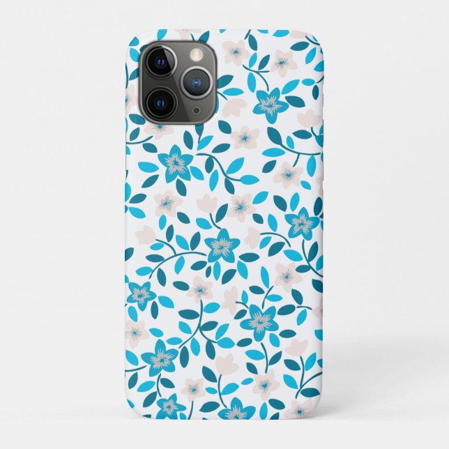 Cute white blue seamless spring flowers patterns Case-Mate iPhone case (Back)