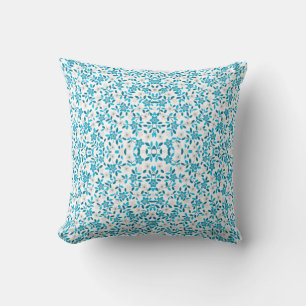 Cute white blue seamless spring flowers patterns cushion