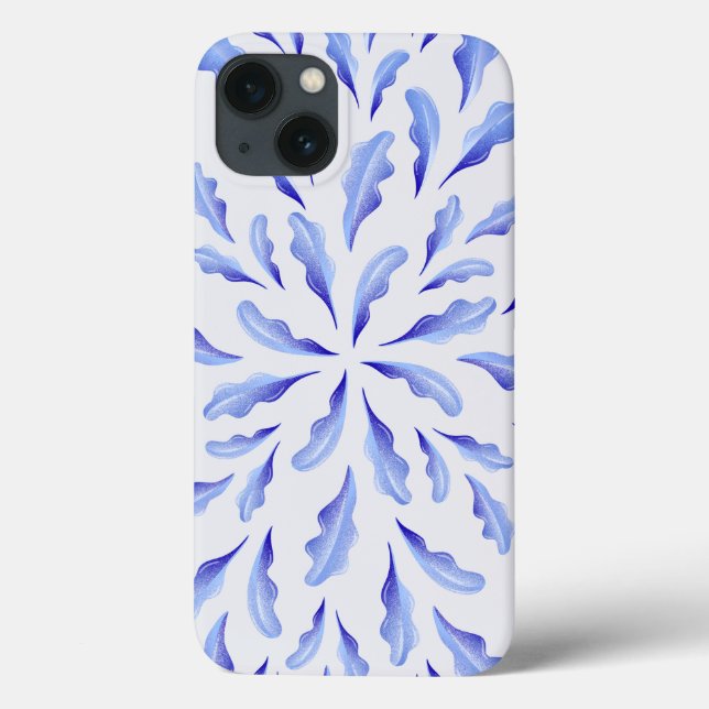 cute white blue simple leaves flowers  Case-Mate iPhone case (Back)