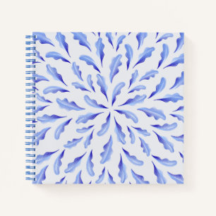 cute white blue simple leaves flowers  notebook