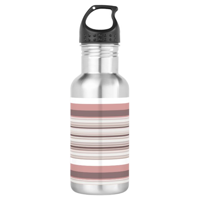 Cute white brown stripes 710 ml water bottle (Front)