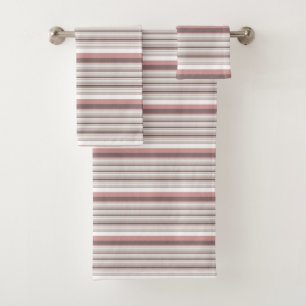 Cute white brown stripes bath towel set