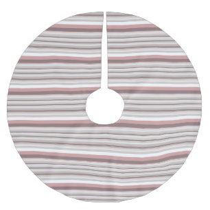 Cute white brown stripes brushed polyester tree skirt