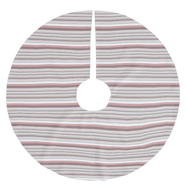 Cute white brown stripes brushed polyester tree skirt (Front)