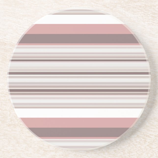 Cute white brown stripes coaster (Front)