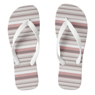 Cute white brown stripes flip flops