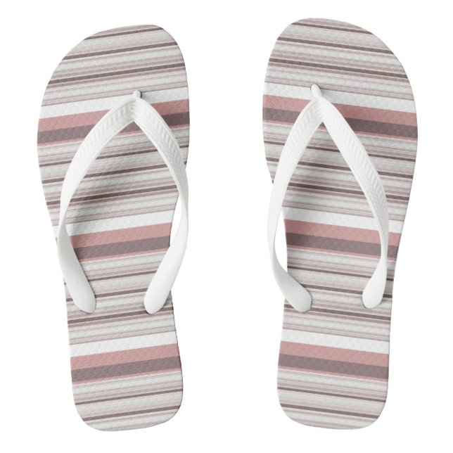 Cute white brown stripes flip flops (Footbed)