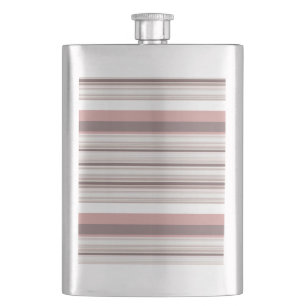 Cute white brown stripes hip flask