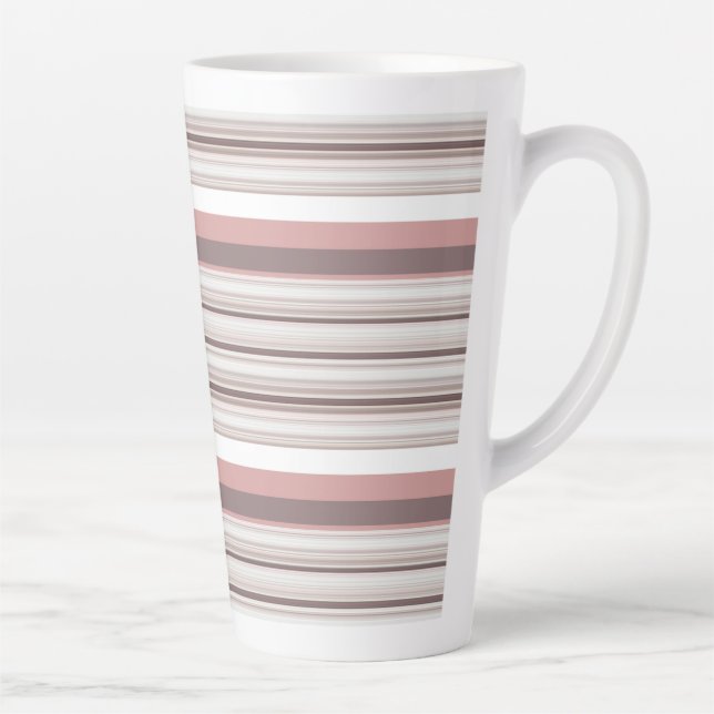 Cute white brown stripes latte mug (Right)