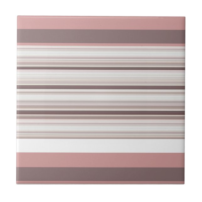 Cute white brown stripes tile (Front)