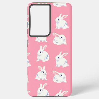 Cute White Bunnies on Pink - Adorable Pattern Samsung Galaxy Case