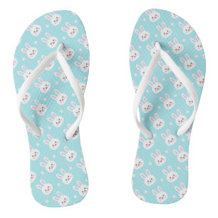 Cute White Bunnies Pattern Easter Flip Flops