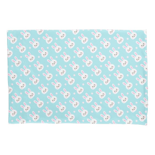 Cute White Bunnies Pattern Easter | Pillowcase (Front-Left)