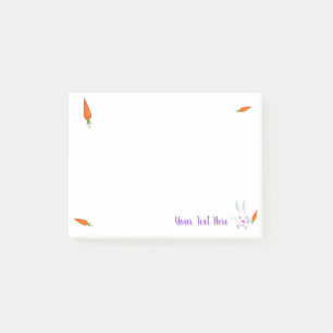 Cute White Bunny & Carrots Post-it Notes