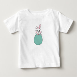 Cute White Bunny Holding Easter Egg Baby T-Shirt