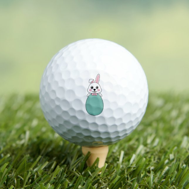 Cute White Bunny Holding Easter Egg Golf Balls (Insitu Tee)