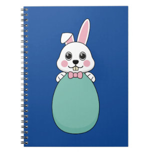 Cute White Bunny Holding Easter Egg Notebook